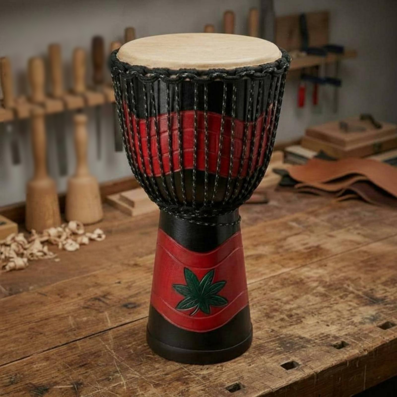 Musical Instrument Percussion - Djembe Drum Natural Drumhead Rope Tuned