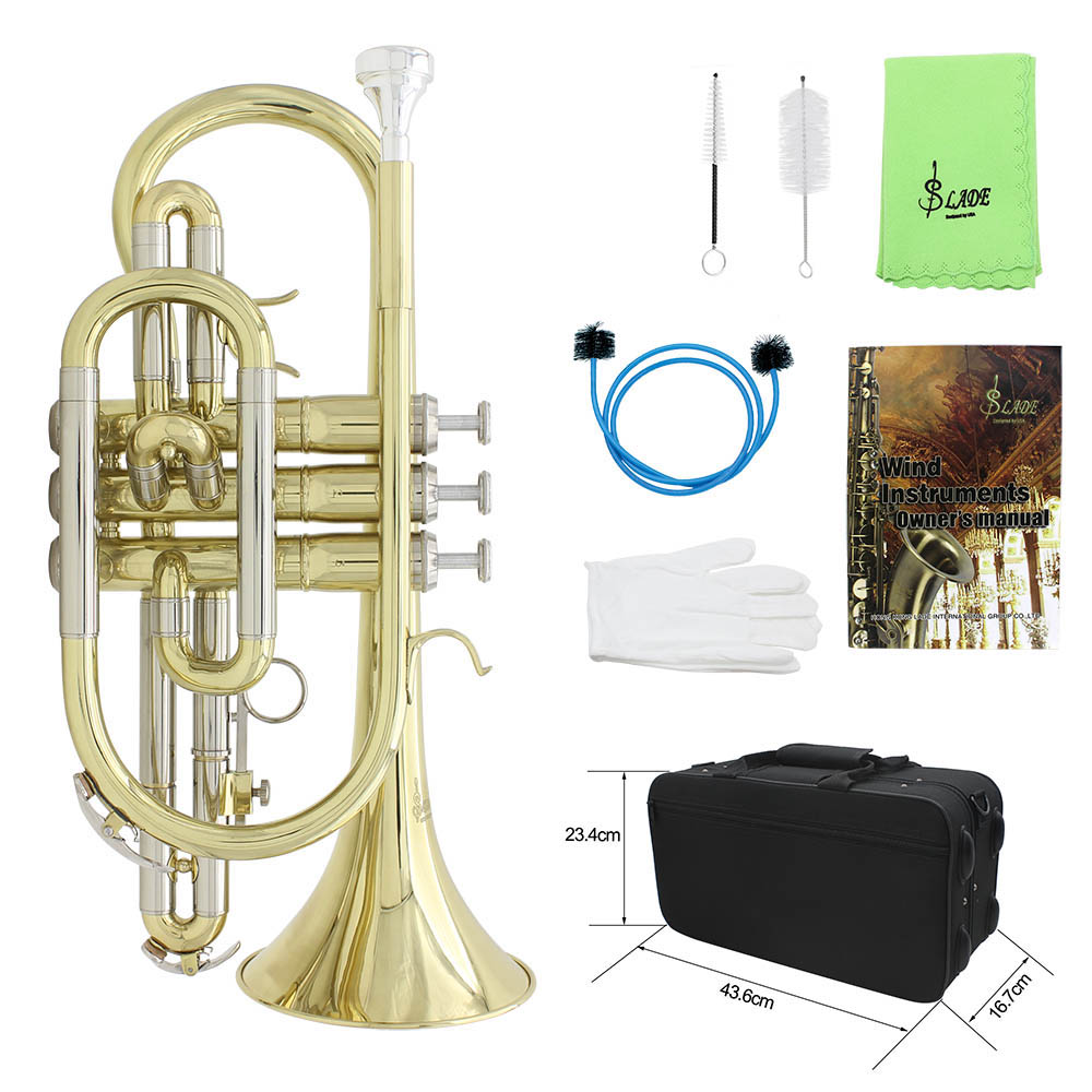 Musical Instrument Cornet - Professional Bb B Flat Cornet Gold