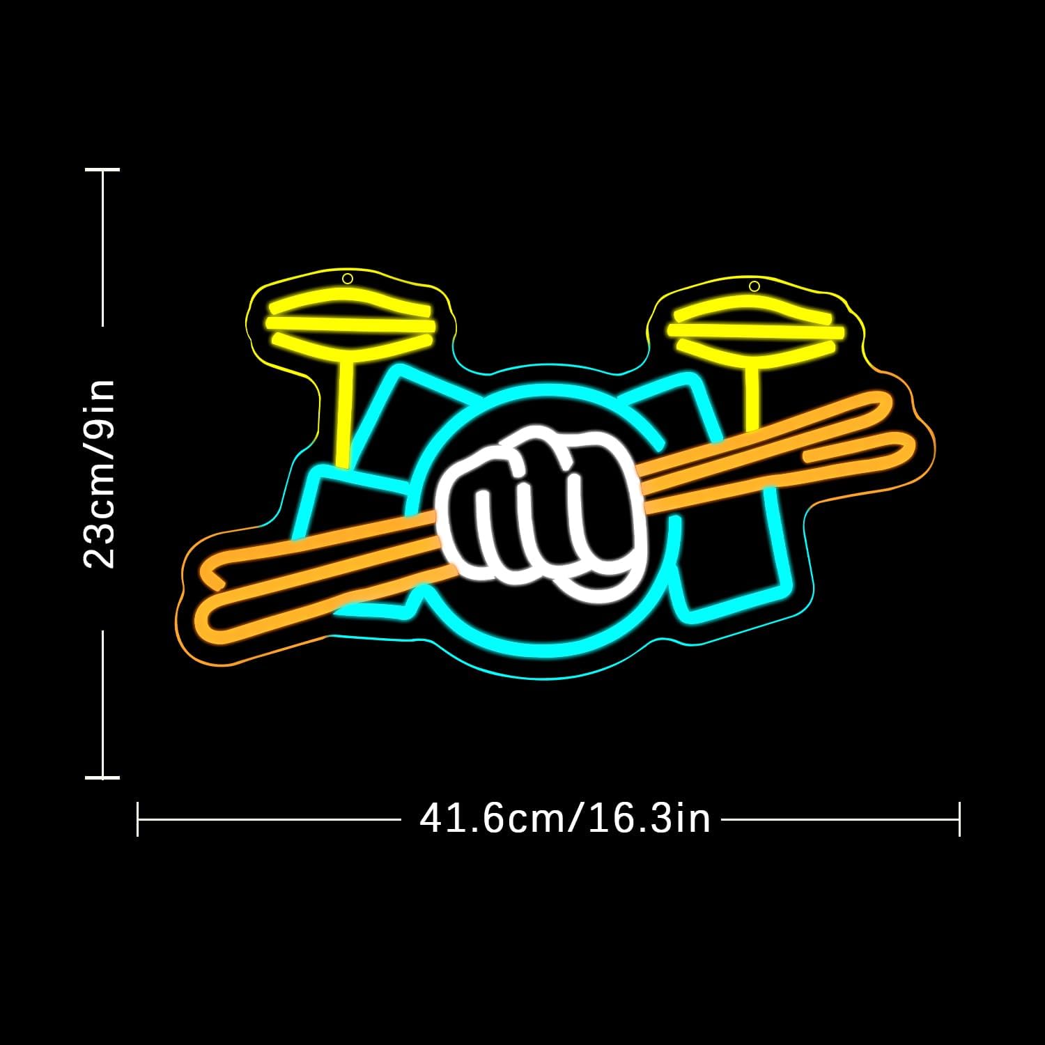 Drum Set Neon Sign USB Powered - đánh giá và giá Musical Instrument Set