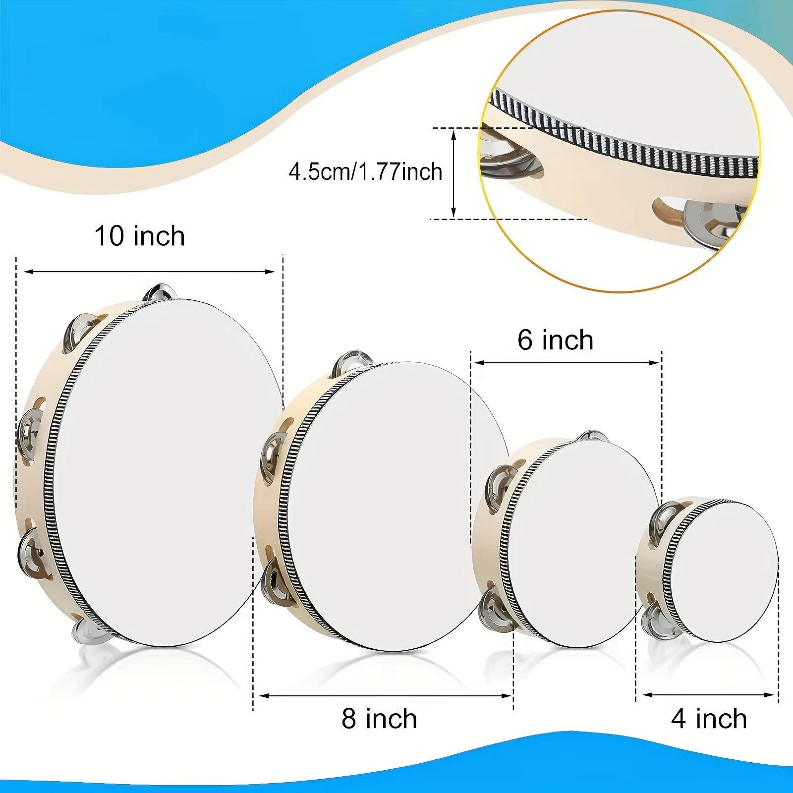 4/ 6inch Hand Tambourine, Meta - đánh giá và giá Musical Instrument Project
