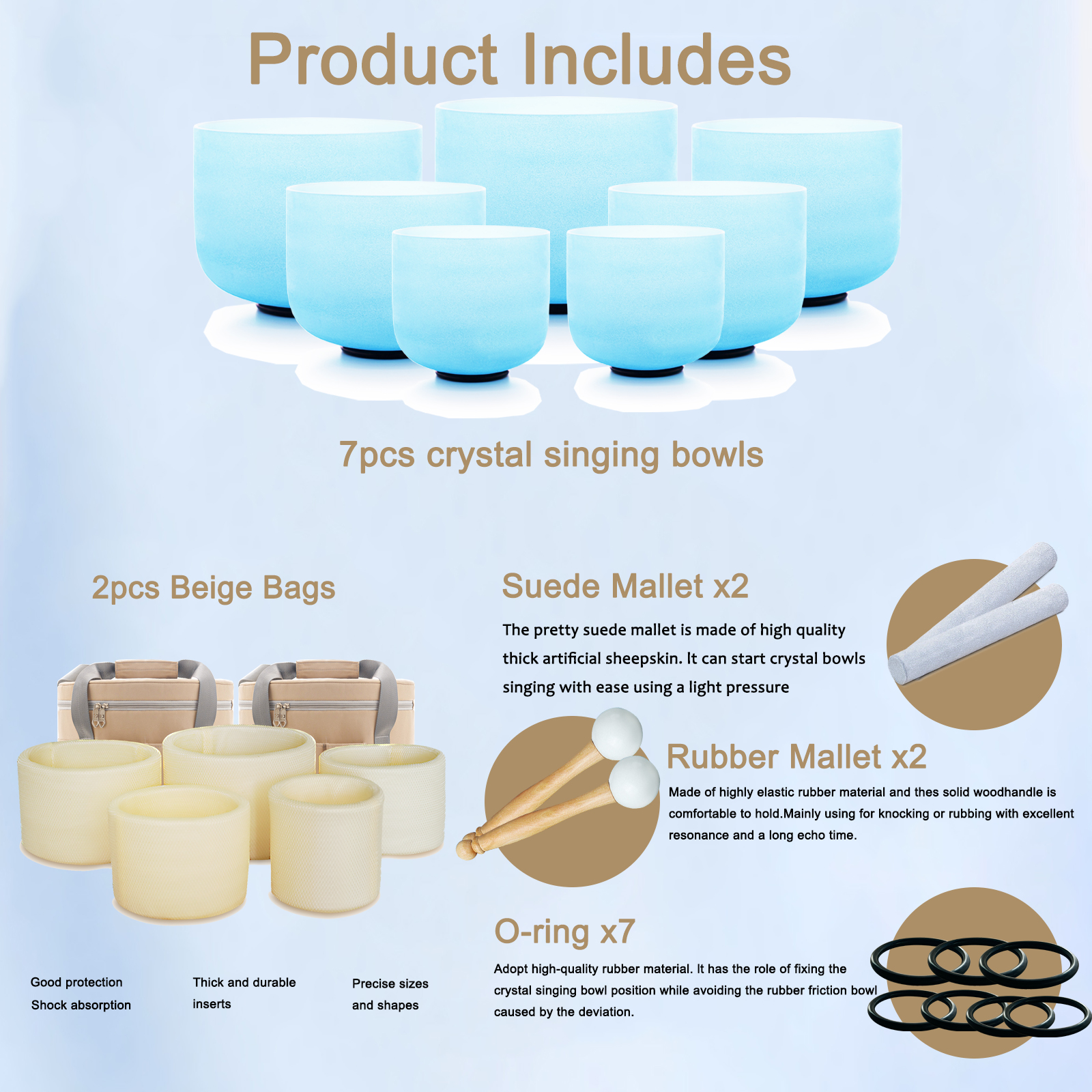 Hye-eun 7pcs CDEFGAB Blue Crys - đánh giá và giá Tibetan Singing Bowl