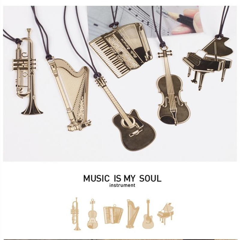 6pcs Music Metal Bookmark Gold - đánh giá và giá Musical Instrument Book